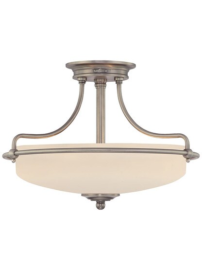 Griffin 3-Light Semi-Flush Mount Ceiling Light in Antique Nickel.